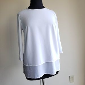 Michael Kors ¾-Sleeve Mixed Woven and Knit Layered